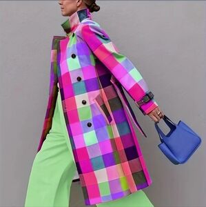 HOT SELLER!! New To Pamela's Place, New Color, Bold Chic Vibrant Checkered Coat.